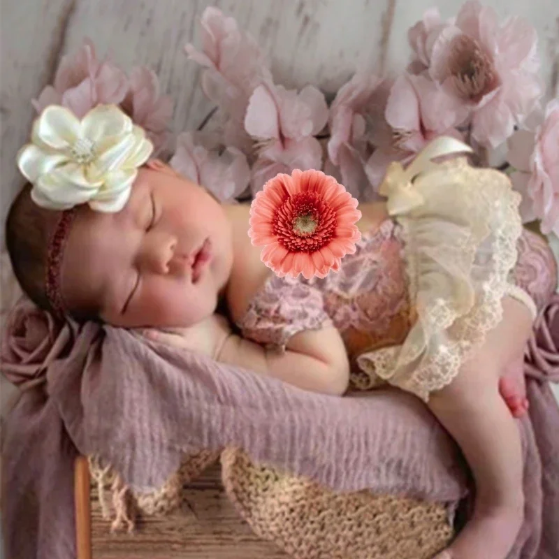 Baby Fotografiranje Rekviziti Čipke Romper Cvetlični Hairband Dojenčka Dekle Fotografije, Ki Predstavljajo Bo Ustrezala Novorojenčka Fotografija Rabo Dodatki