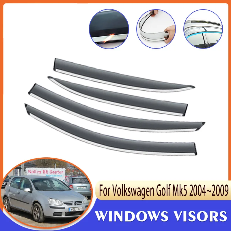 4x Ter Za Volkswagen Golf Mk5 5 Hatchback Zajec 2004~2009 Avto Strani Windows Vizir Dež Obrvi Dim Straže Kritje Nalepka