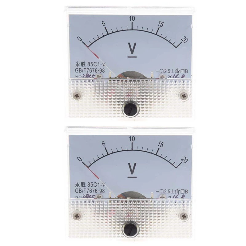 2X DC 0-20V 85C1-V Razred 2.5 Voltmeter Analogni Volt Plošči Merilnik