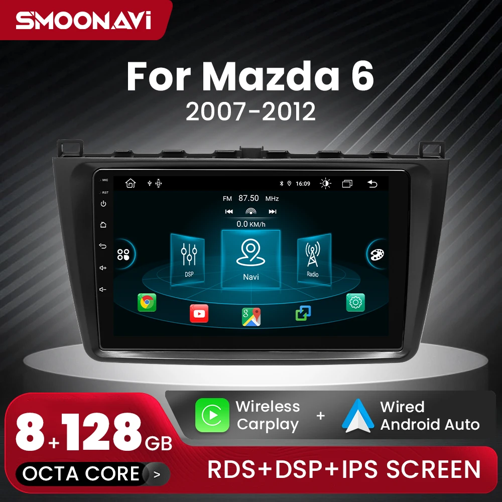 Android 12 AI Glas 8GB 128GB Brezžični Carplay Avto Radio Večpredstavnostnih Za Mazda 6 GH 2007-2012 Autoradio Wifi, GPS Navigacija DSP