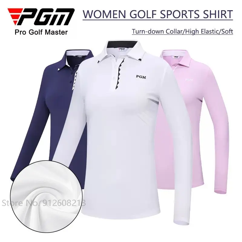 PGM Ženski Dolgi rokav Golf Polo Majice Dekleta Visoko Elastična Golf Bluzo Slim Mehko Športne majice Ženske Jersey Priložnostne Tops S-XL