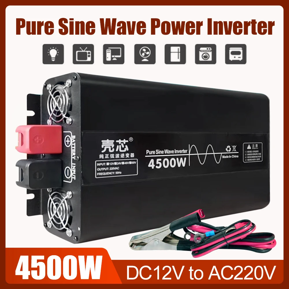 4500W Pure Sine Wave Inverter Avto Power Inverter Auto Dodatki 12V/24V na AC 220V Napetost Prenos Pretvornik priključite na Adapter za polnilnik
